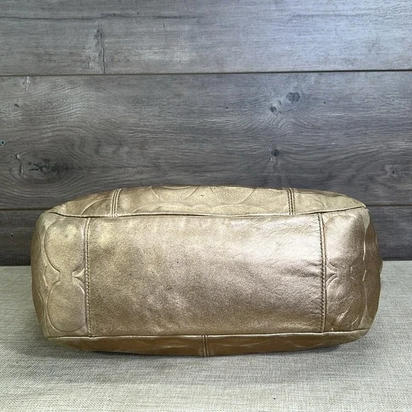 Coach East West F17727 Gallery Embossed Metallic Gold Leather Tote shoulder bag - Picture 9 of 12
